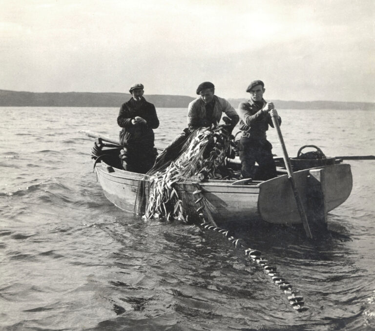 Pêcheurs de sardines au filet droit à Locquémeau