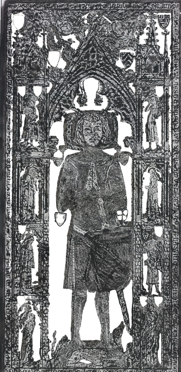 Plate-tombe médiévale avec effigie