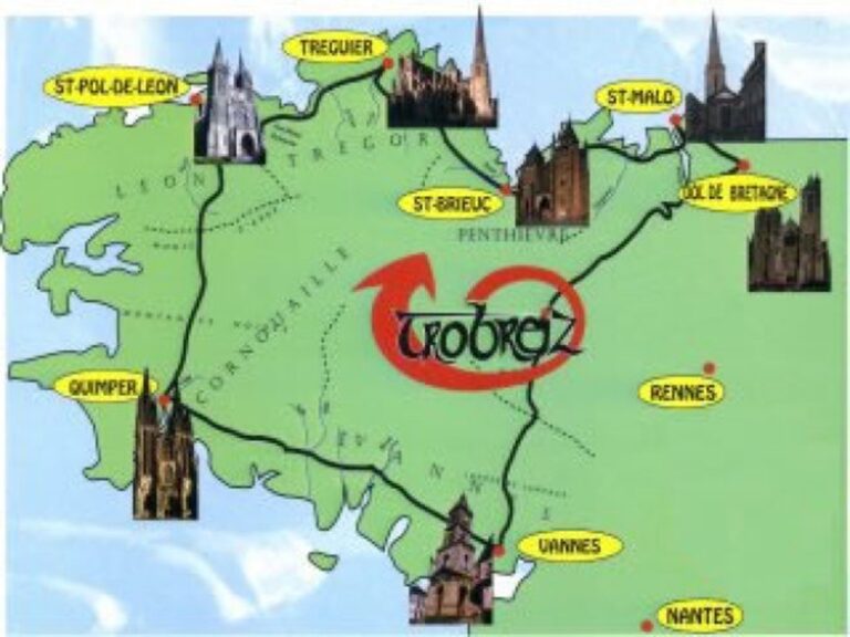 Carte du Tro Breiz, le tour de Bretagne des sept saints