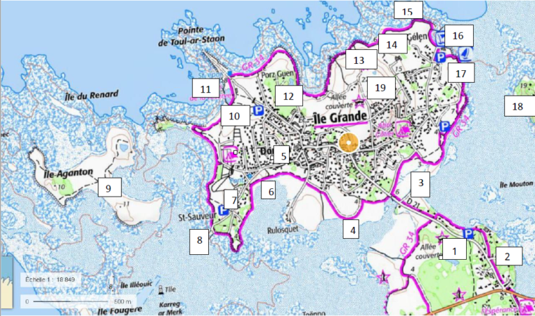 Carte du circuit découverte de l'Île-Grande